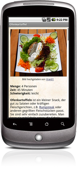 Rezepte für Android auf Google Nexus One